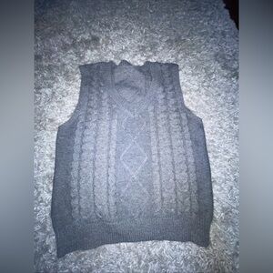 Sweater Vest Men’s XL Gray Oversized Knit Sleeveless